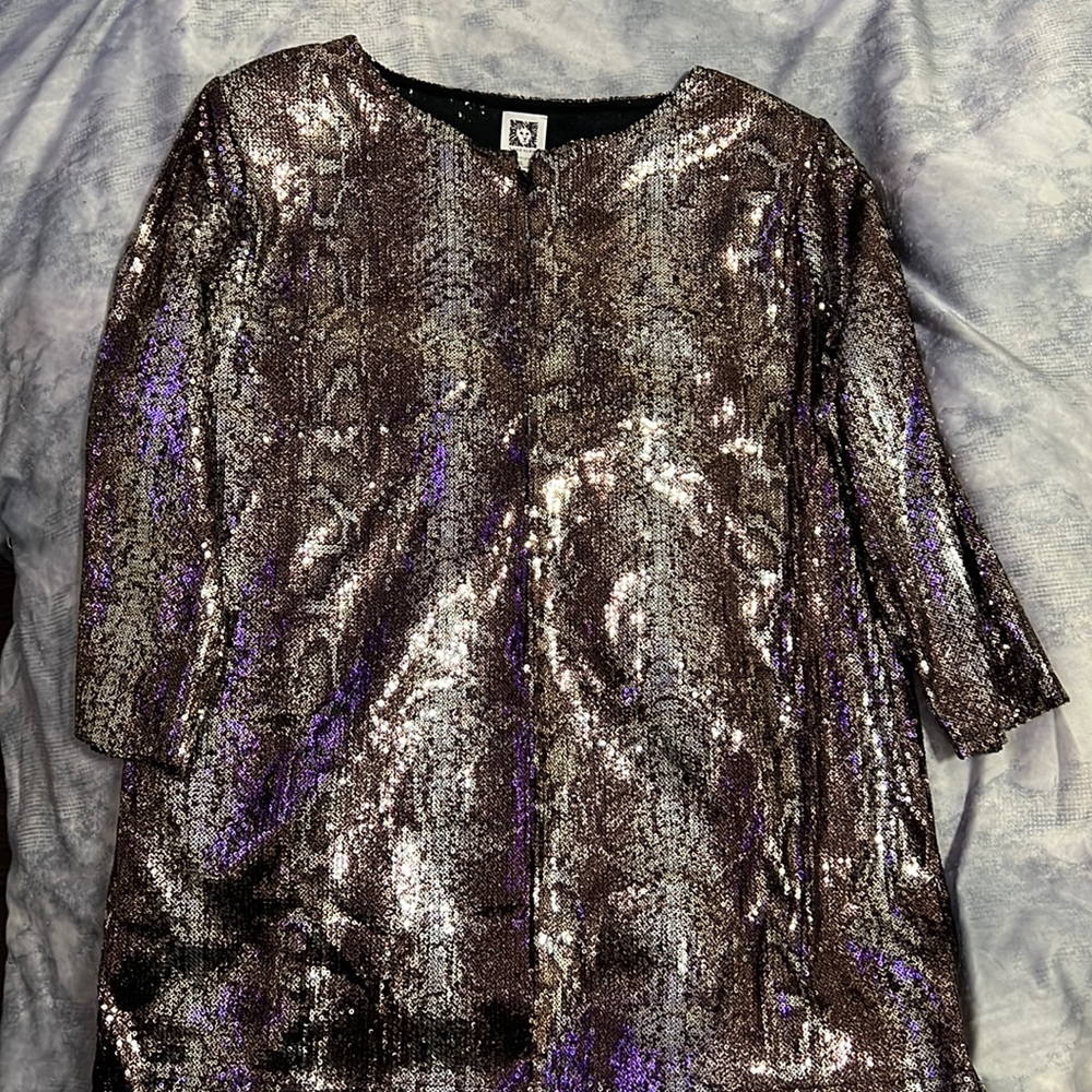 Anne Klein snakeskin sequins top